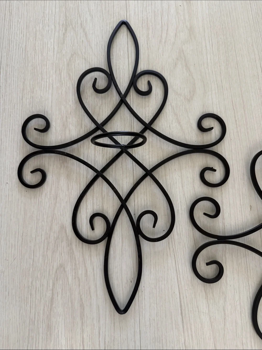 Decorative Black Metal Wall Scroll Pair - Elegant Home Wall Decor